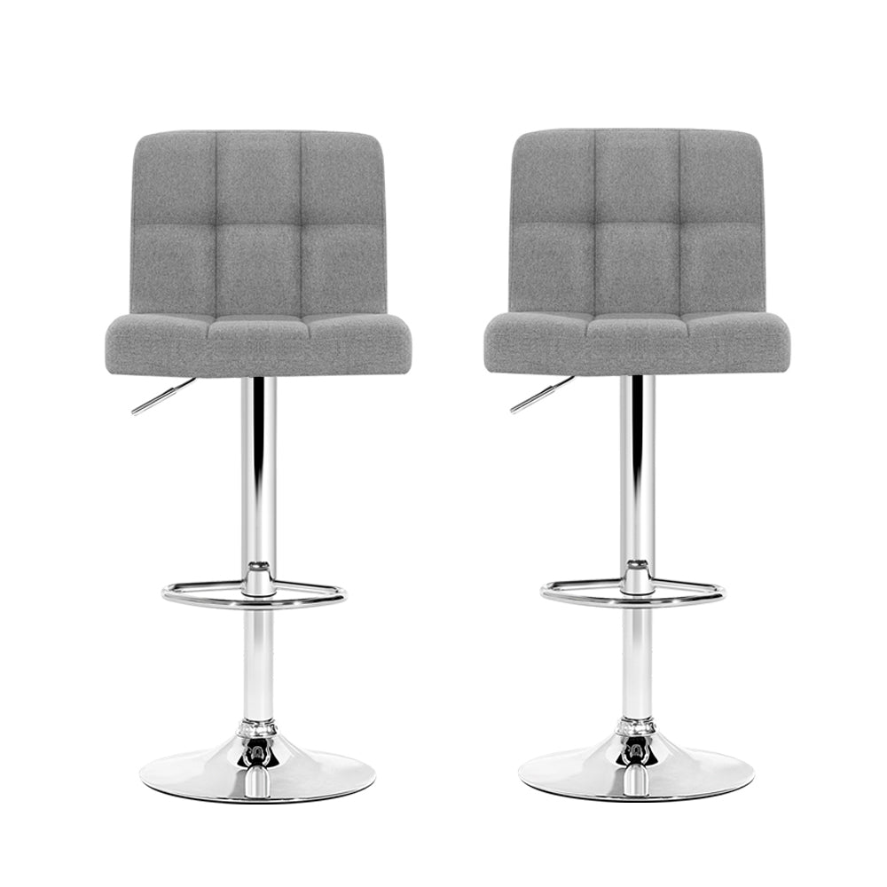 Indi Linen Fabric Adjustable Bar Stools Grey (Set of 2) - Barstool Express