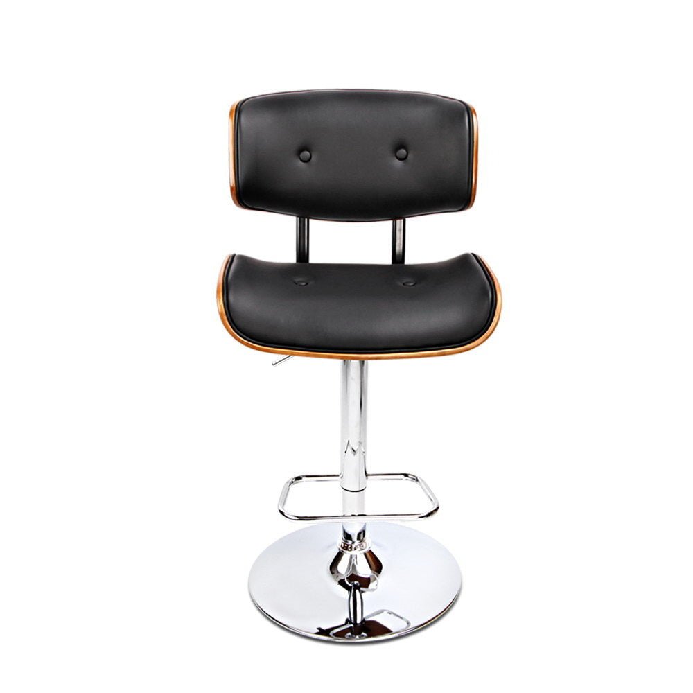 Jace Leather Timber Adjustable Bar Stool Chrome Black - Barstool Express