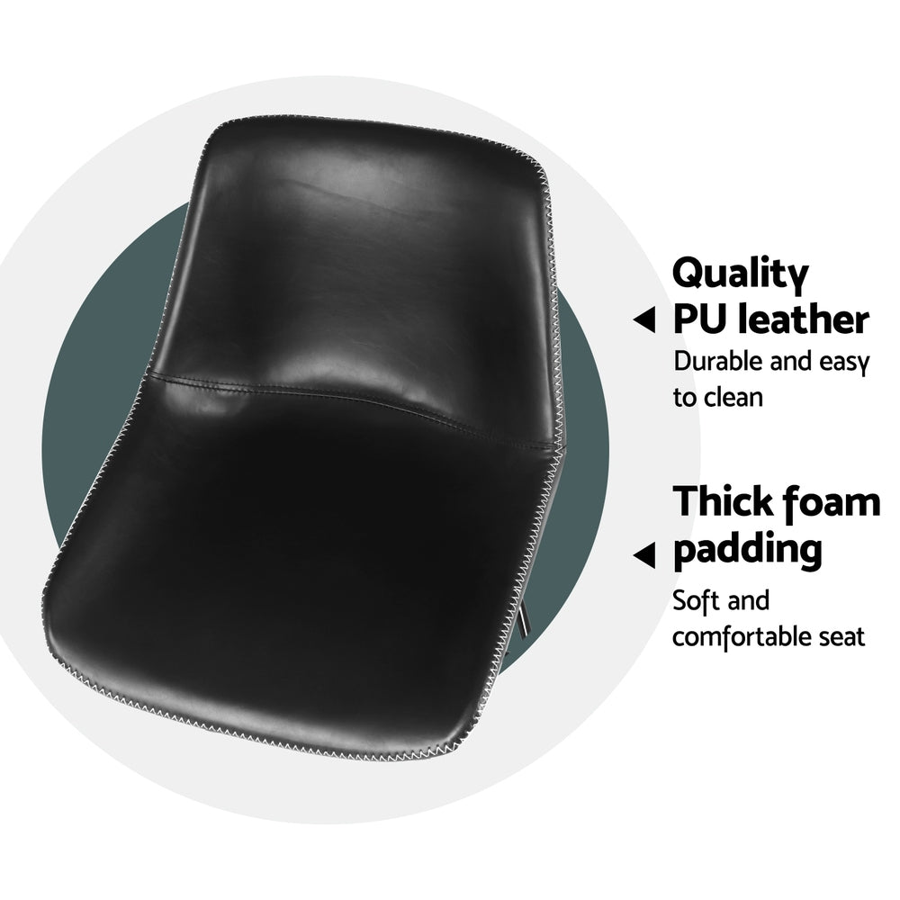 James Leather Bar Stools with Stitching 70cm Black (Set of 4) - Barstool Express