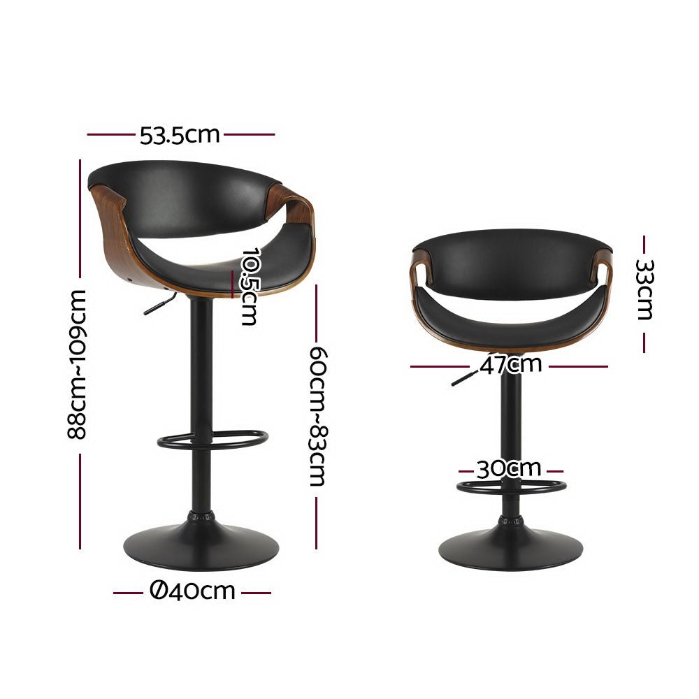 Jax Leather Timber Adjustable Bar Stool Black (Set of 2) - Barstool Express