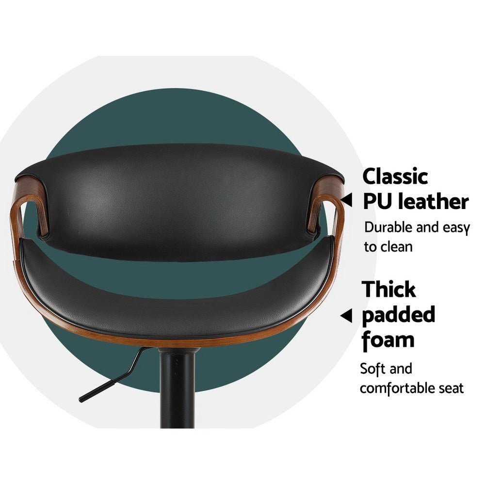 Jax Leather Timber Adjustable Bar Stool Black (Set of 2) - Barstool Express