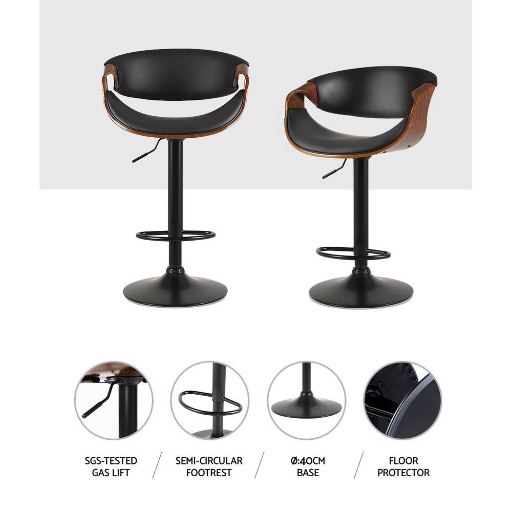 Jax Leather Timber Adjustable Bar Stool Black (Set of 2) - Barstool Express