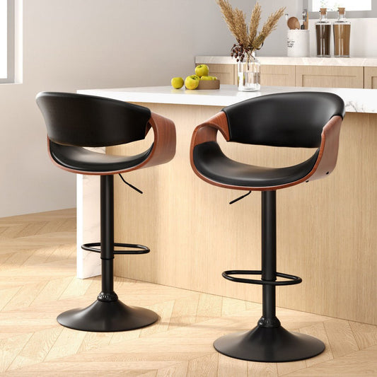 Jax Leather Timber Adjustable Bar Stool Black (Set of 2) - Barstool Express