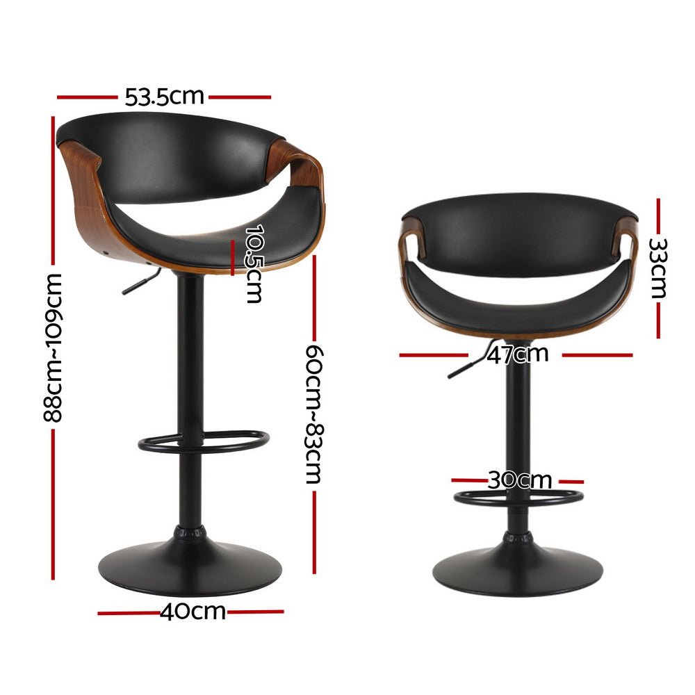 Jax Leather Timber Adjustable Bar Stool Black (Set of 4) - Barstool Express
