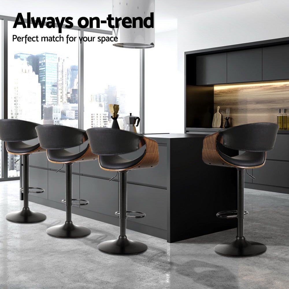 Jax Leather Timber Adjustable Bar Stool Black (Set of 4) - Barstool Express