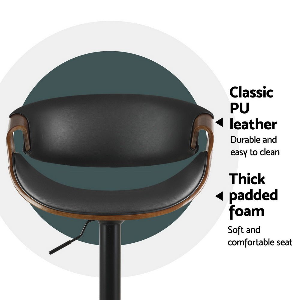 Jax Leather Timber Adjustable Bar Stool Black (Set of 4) - Barstool Express