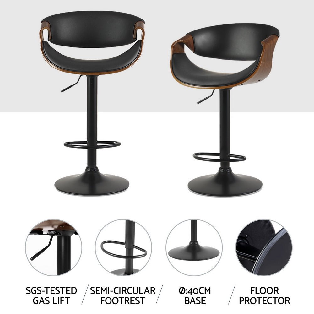 Jax Leather Timber Adjustable Bar Stool Black (Set of 4) - Barstool Express