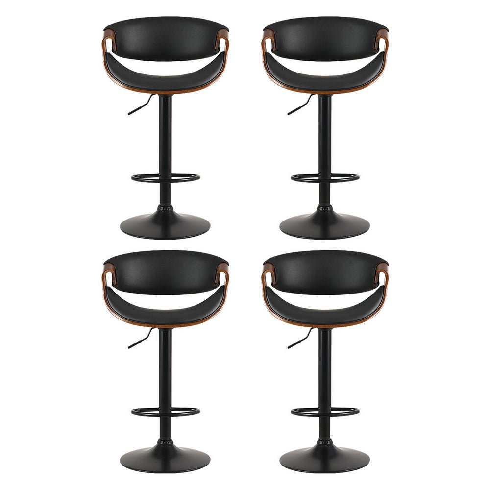 Jax Leather Timber Adjustable Bar Stool Black (Set of 4) - Barstool Express