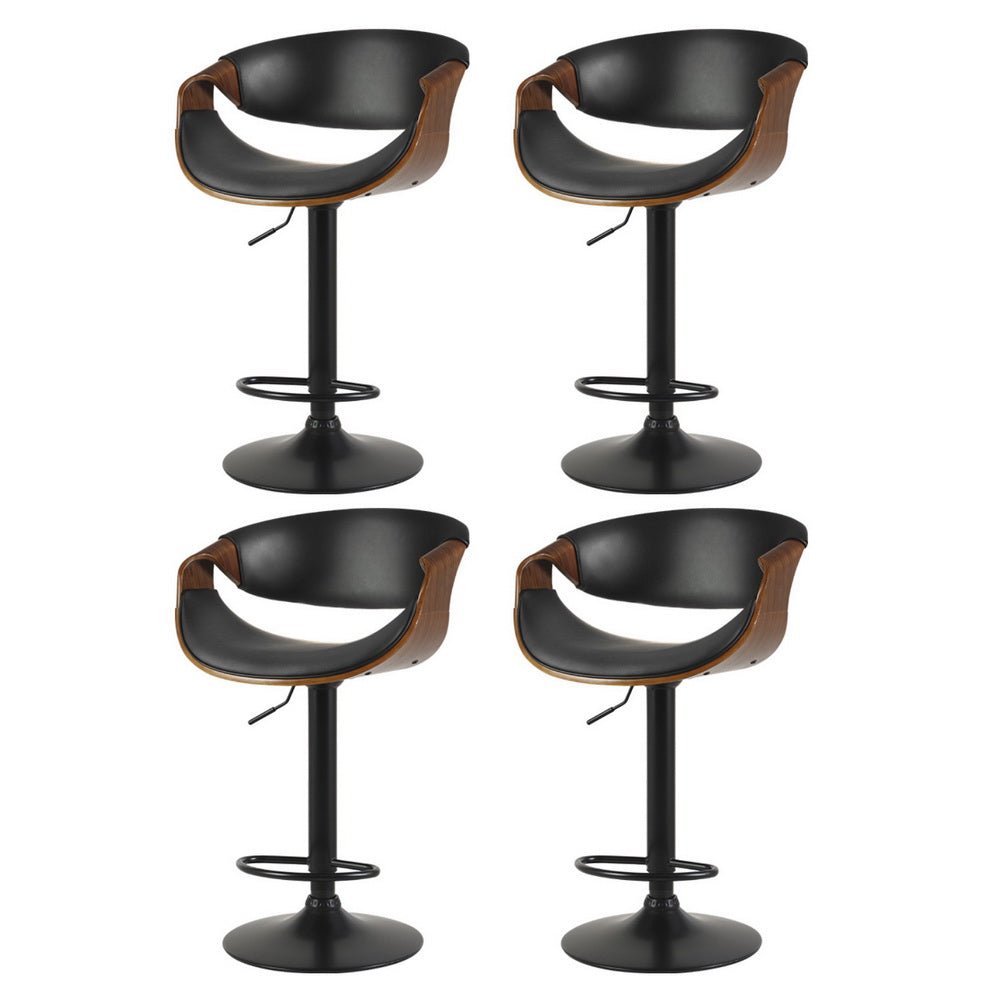 Jax Leather Timber Adjustable Bar Stool Black (Set of 4) - Barstool Express