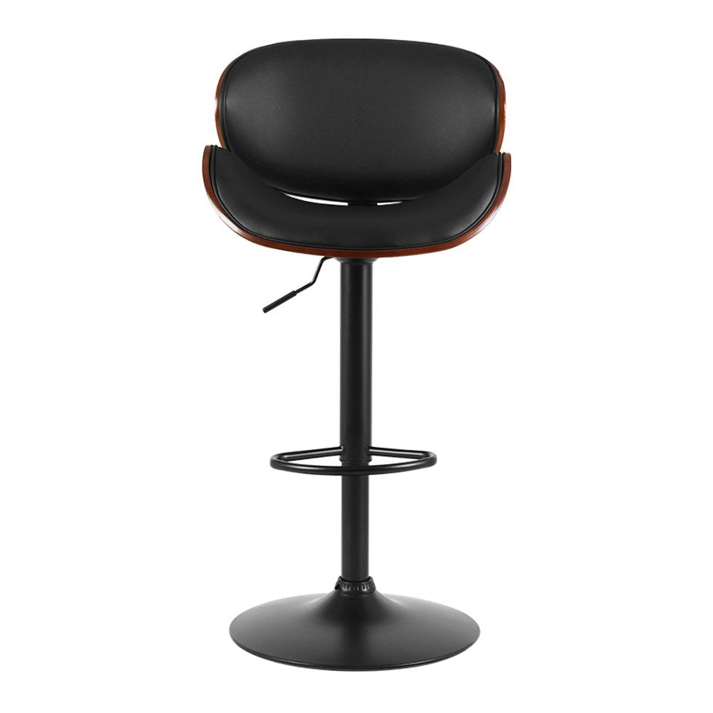 Josh Leather Timber Adjustable Bar Stools Black (Set of 2) - Barstool Express