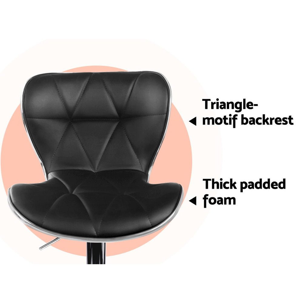 Julian Leather Padded Adjustable Bar Stools Black (Set of 2) - Barstool Express