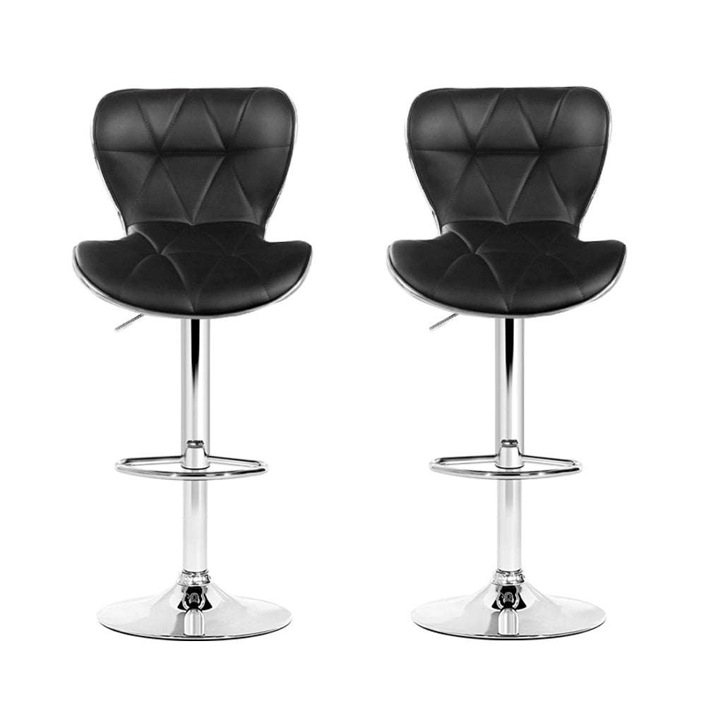 Julian Leather Padded Adjustable Bar Stools Black (Set of 2) - Barstool Express