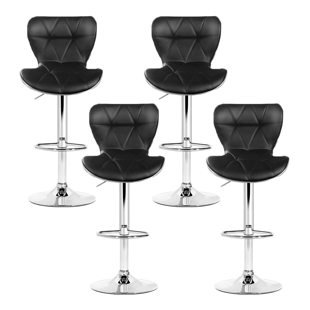 Julian Leather Padded Adjustable Bar Stools Black (Set of 4) - Barstool Express