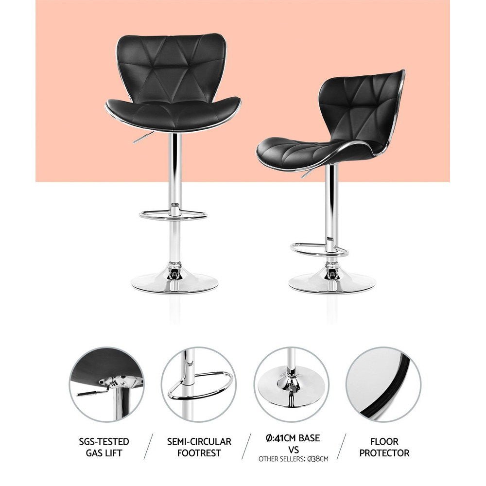 Julian Leather Padded Adjustable Bar Stools Black (Set of 4) - Barstool Express