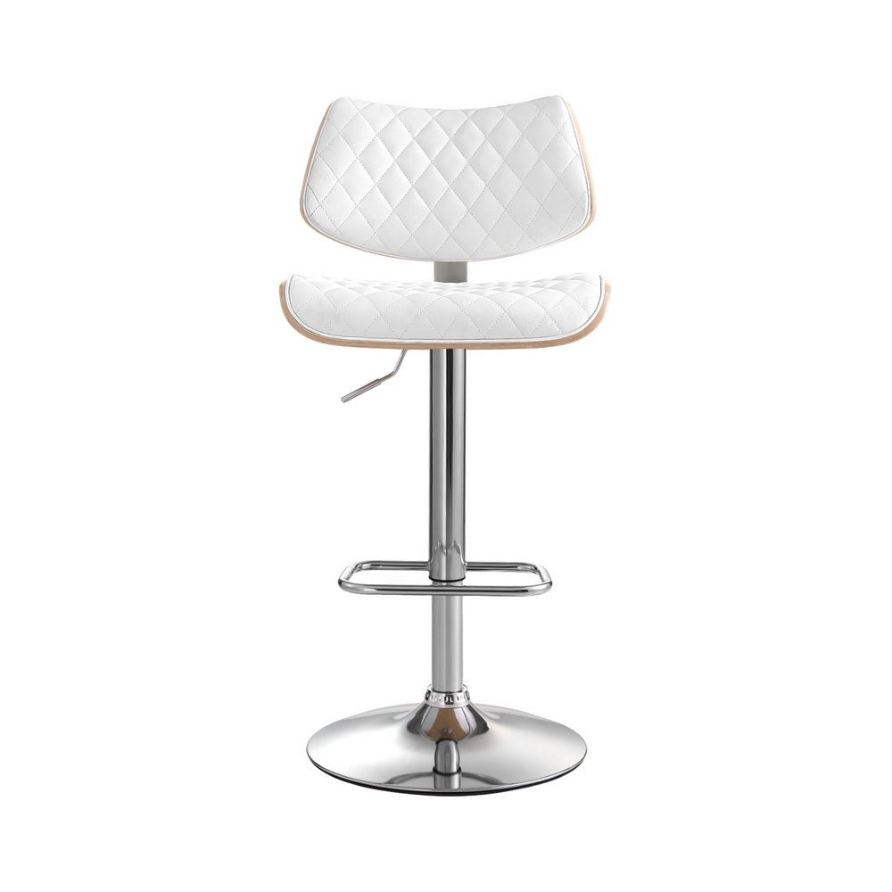 Karina Leather Adjustable Bar Stool Timber & White - Barstool Express