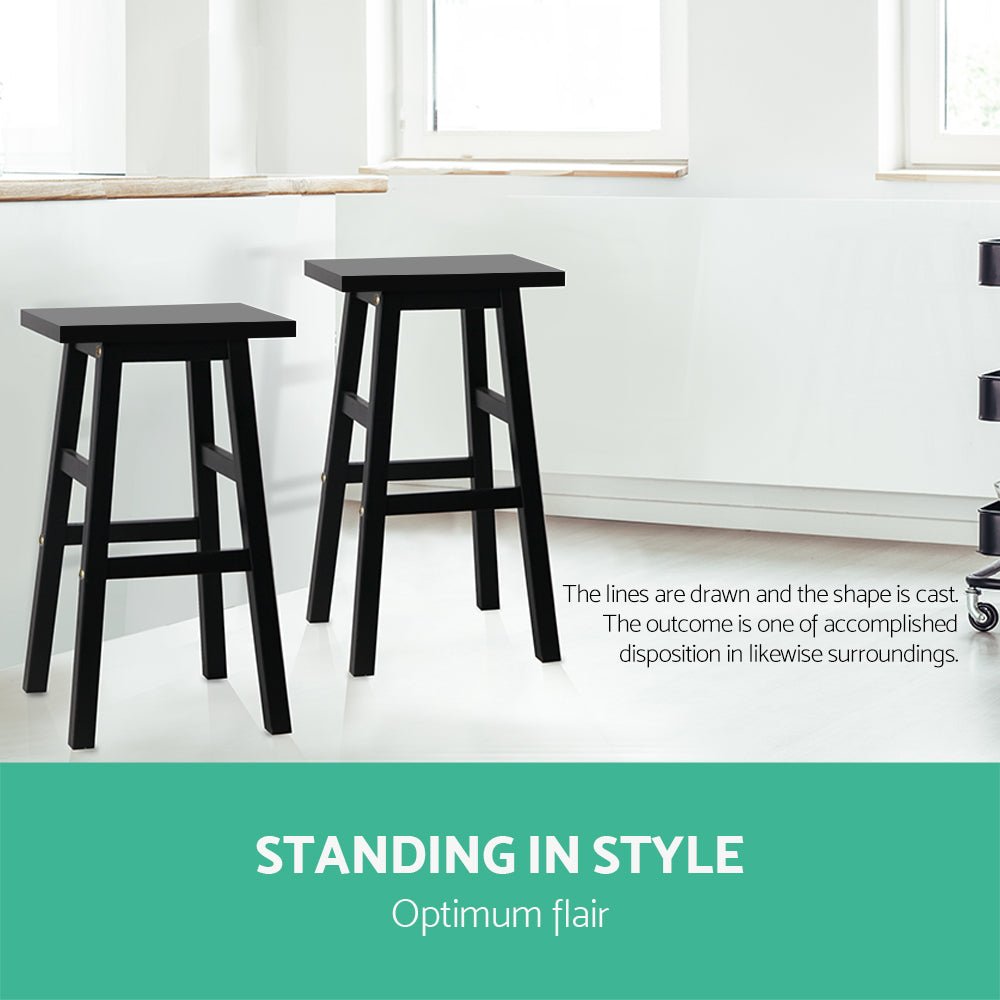 Kyoto Solid Beechwood Bar Stools 66.5cm Black (Set of 2) - Barstool Express