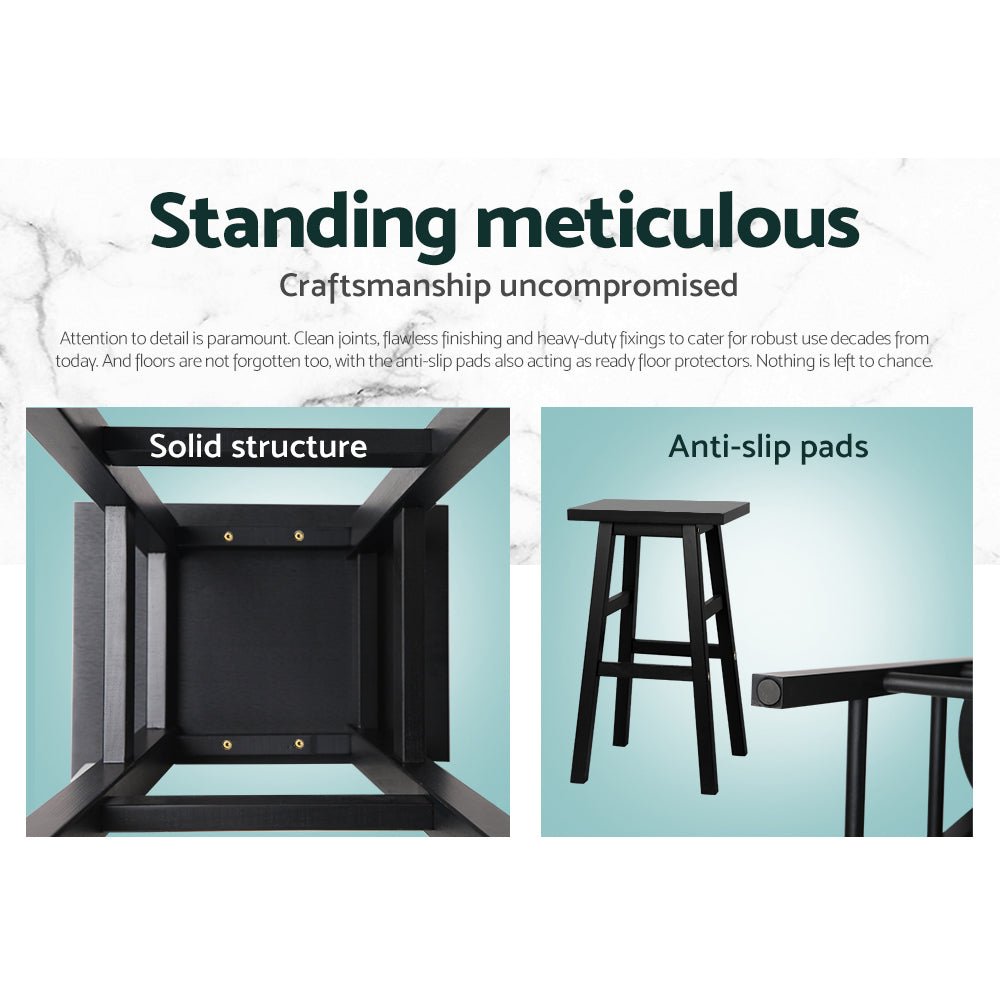 Kyoto Solid Beechwood Bar Stools 66.5cm Black (Set of 4) - Barstool Express