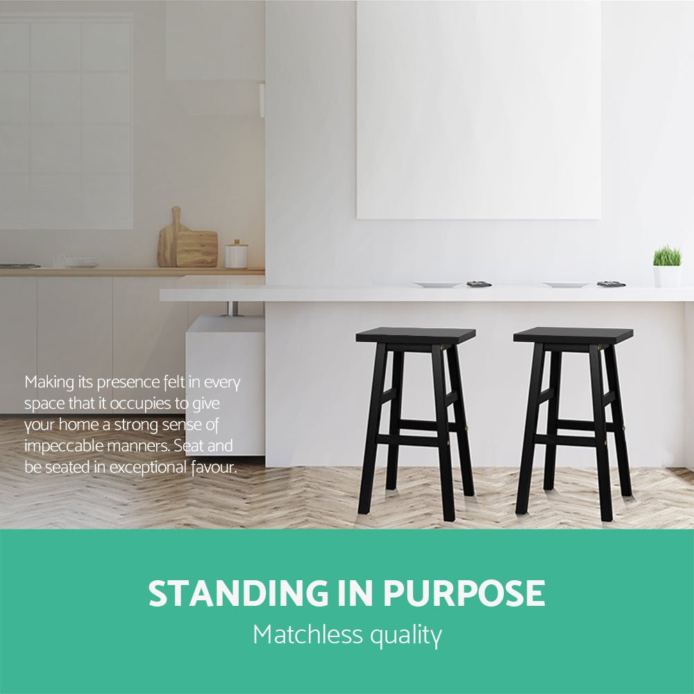 Kyoto Solid Beechwood Bar Stools 66.5cm Black (Set of 4) - Barstool Express