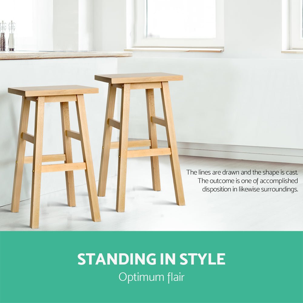 Kyoto Solid Beechwood Bar Stools 66.5cm Natural (Set of 2) - Barstool Express