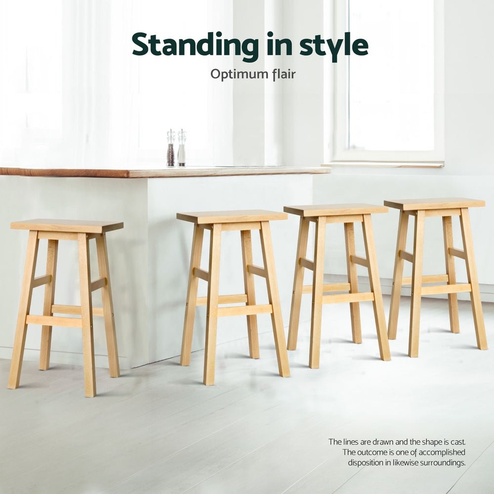 Kyoto Solid Beechwood Bar Stools 66.5cm Natural (Set of 4) - Barstool Express