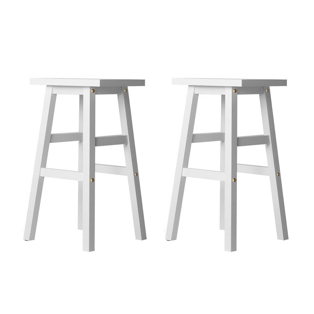 Kyoto Solid Beechwood Bar Stools 66.5cm White (Set of 2) - Barstool Express