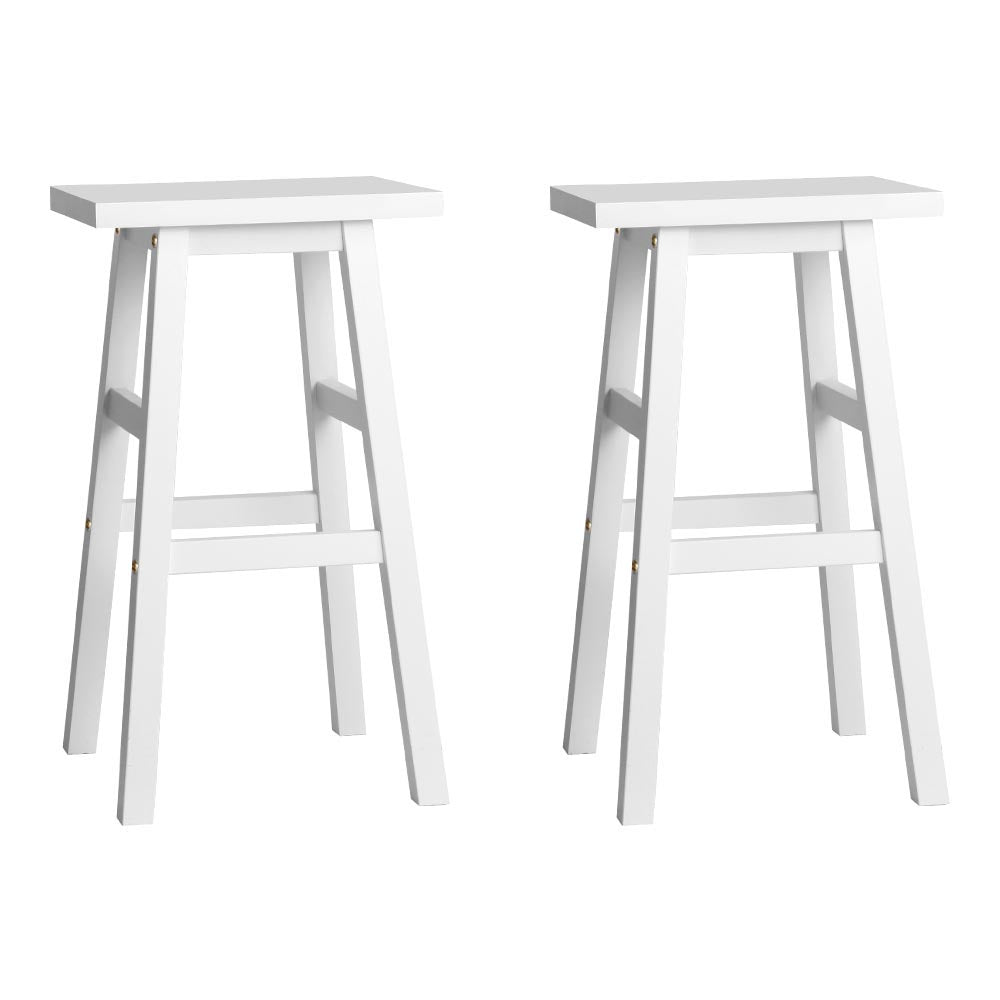 Kyoto Solid Beechwood Bar Stools 66.5cm White (Set of 2) - Barstool Express