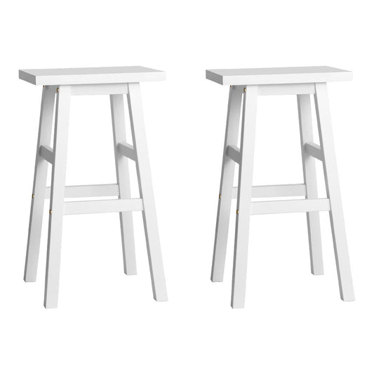 Kyoto Solid Beechwood Bar Stools 66.5cm White (Set of 2) - Barstool Express