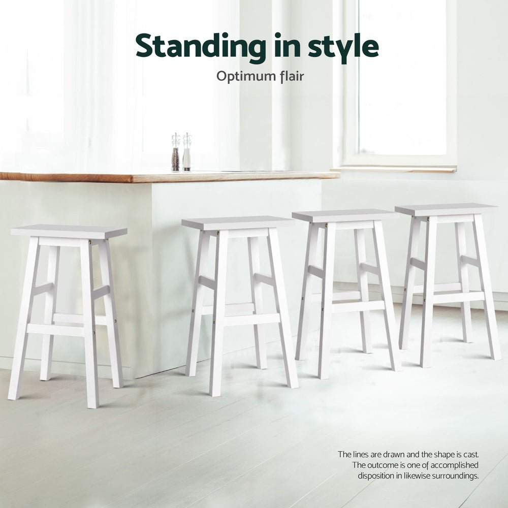 Kyoto Solid Beechwood Bar Stools 66.5cm White (Set of 4) - Barstool Express