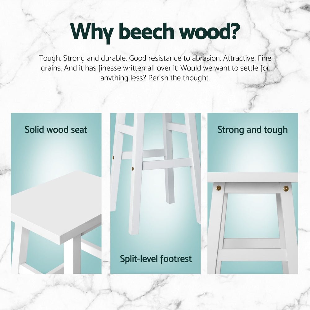 Kyoto Solid Beechwood Bar Stools 66.5cm White (Set of 4) - Barstool Express