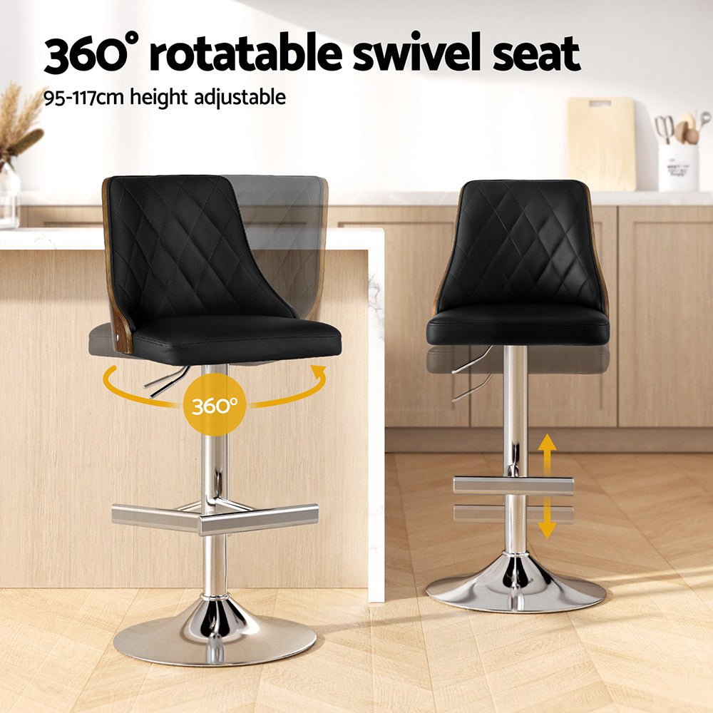 Lennox Leather Bentwood Adjustable Bar Stool Black - Barstool Express