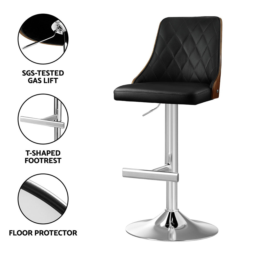 Lennox Leather Bentwood Adjustable Bar Stool Black - Barstool Express