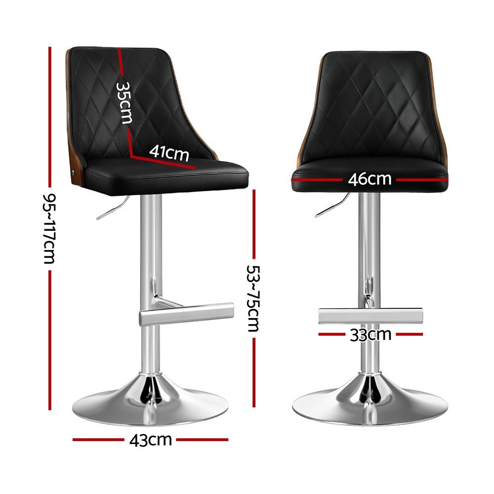 Lennox Leather Bentwood Adjustable Bar Stool Black - Barstool Express
