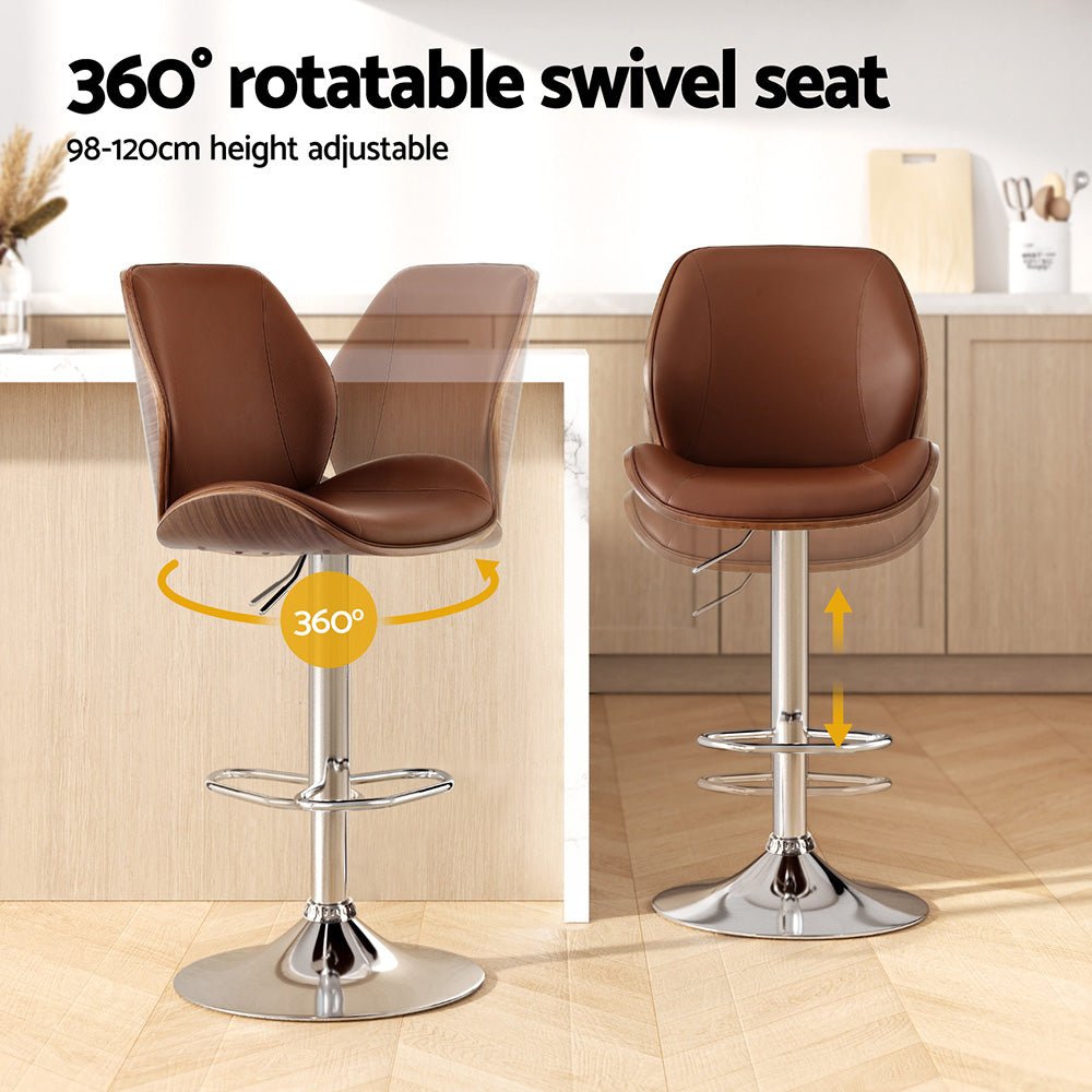 Levi Leather Bentwood Adjustable Bar Stool Brown - Barstool Express