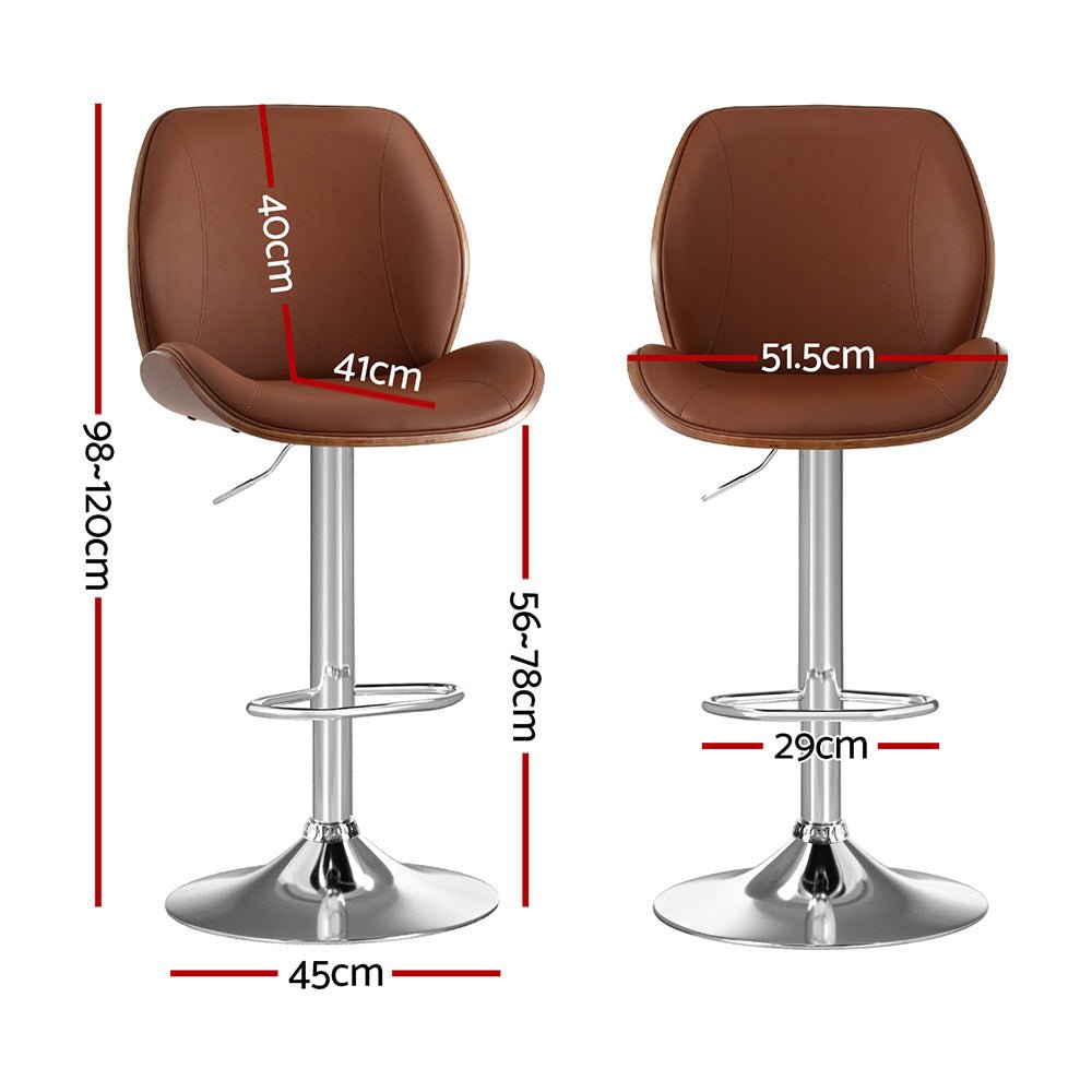 Levi Leather Bentwood Adjustable Bar Stool Brown - Barstool Express