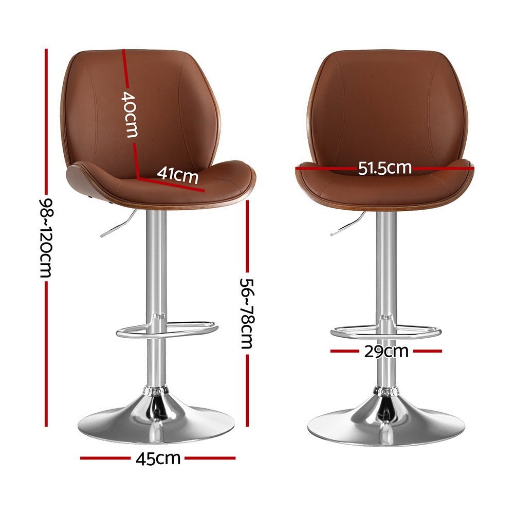 Levi Leather Bentwood Adjustable Bar Stool Brown (Set of 4) - Barstool Express