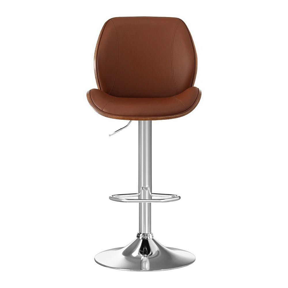 Levi Leather Bentwood Adjustable Bar Stool Brown (Set of 4) - Barstool Express