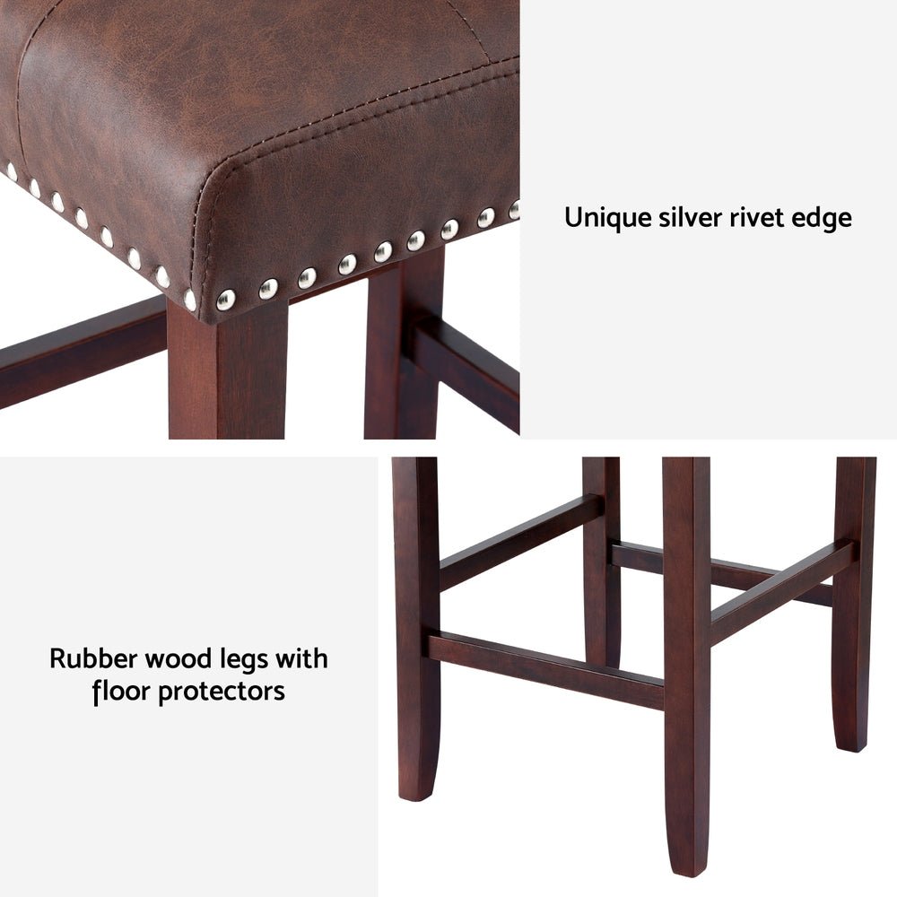 Linda Leather Kitchen Dining Bar Stool Brown (Set of 4) - Barstool Express