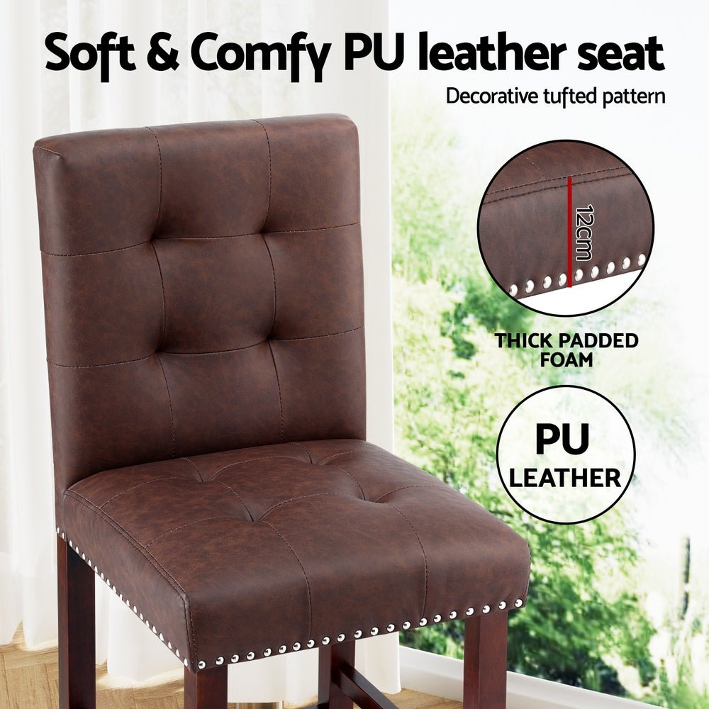 Linda Leather Kitchen Dining Bar Stool Brown (Set of 4) - Barstool Express