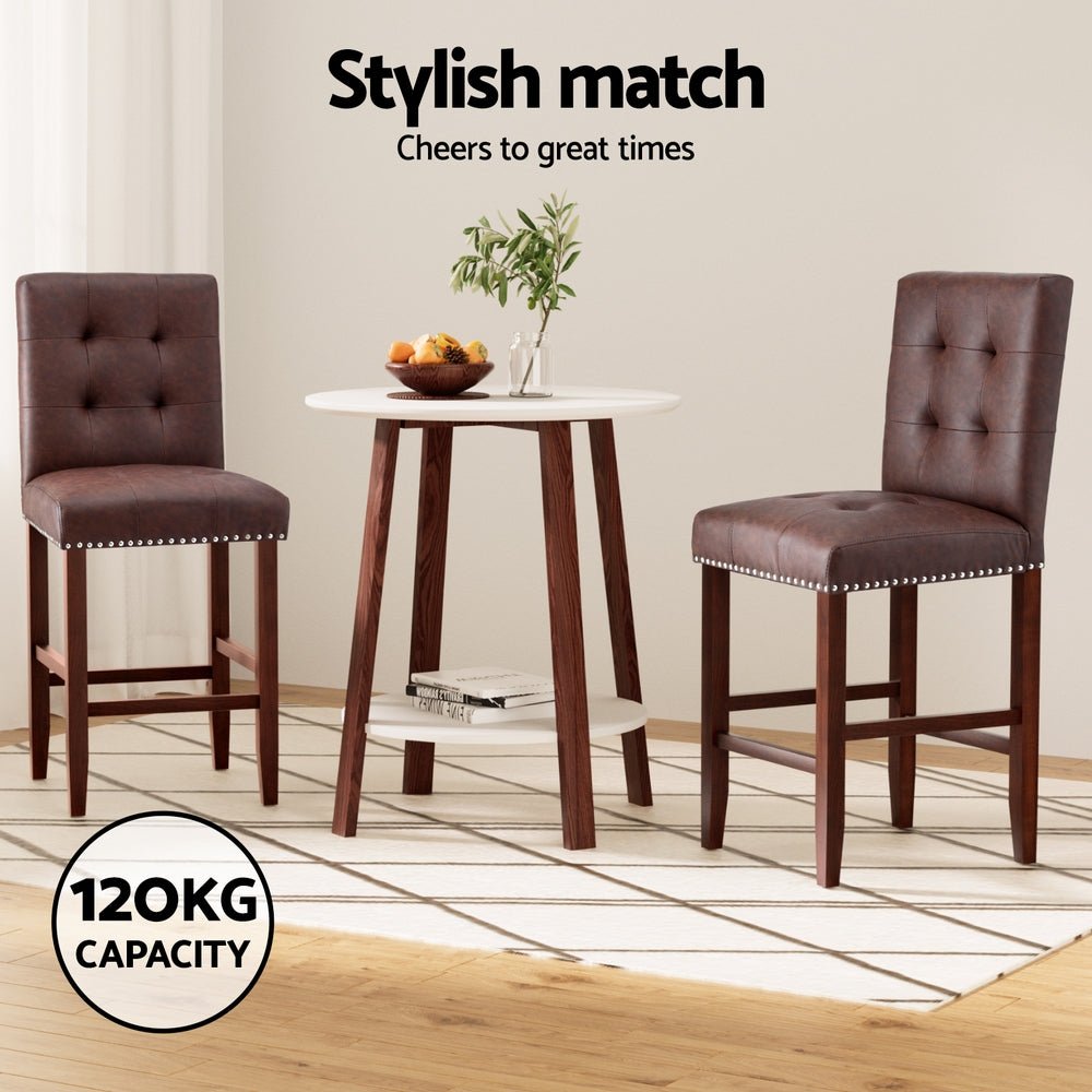 Linda Leather Kitchen Dining Bar Stool Brown (Set of 4) - Barstool Express