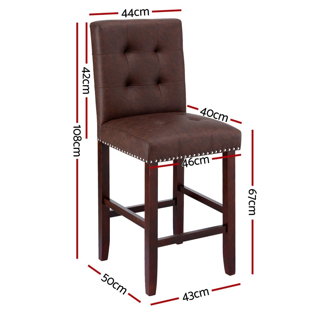 Linda Leather Kitchen Dining Bar Stool Brown (Set of 4) - Barstool Express