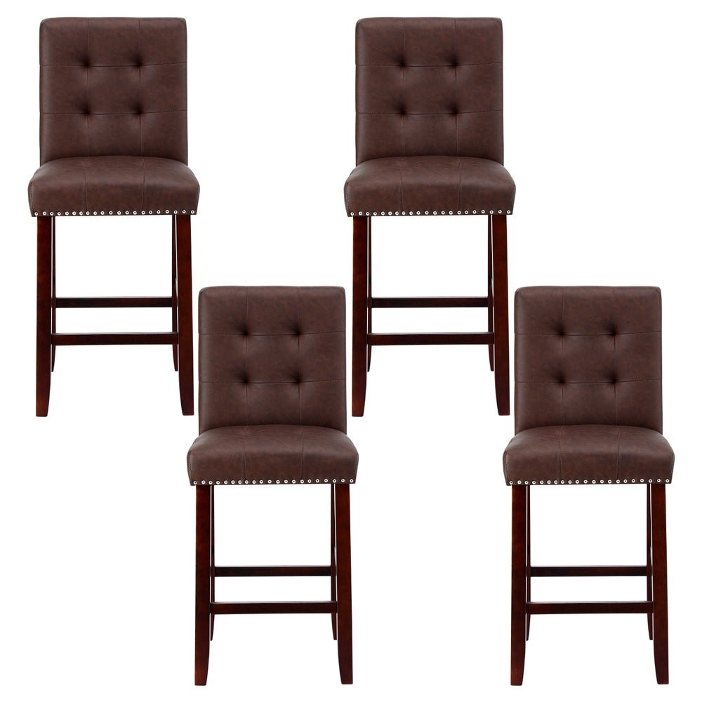 Linda Leather Kitchen Dining Bar Stool Brown (Set of 4) - Barstool Express