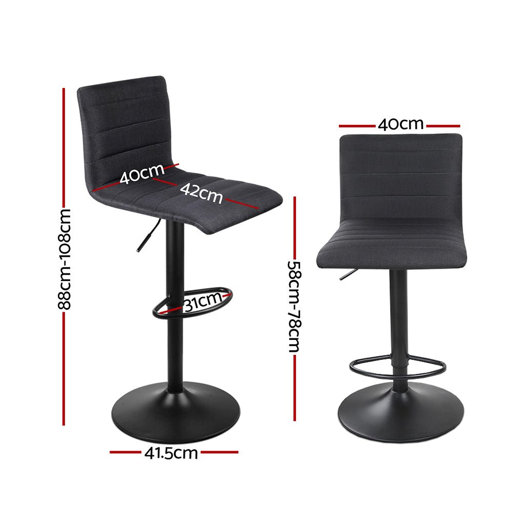 Liv Fabric Adjustable Bar Stools Black (Set of 2) - Barstool Express