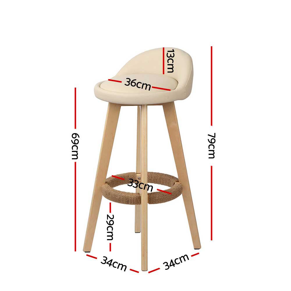 Meeka Leather Padded Swivel Bar Stools 69cm Beige (Set of 2) - Barstool Express