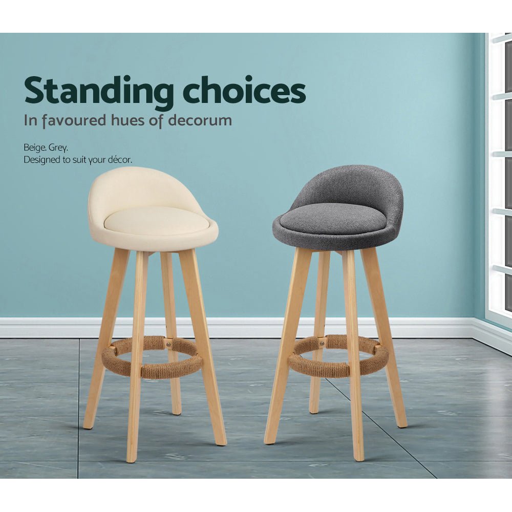 Meeka Leather Padded Swivel Bar Stools 69cm Beige (Set of 2) - Barstool Express