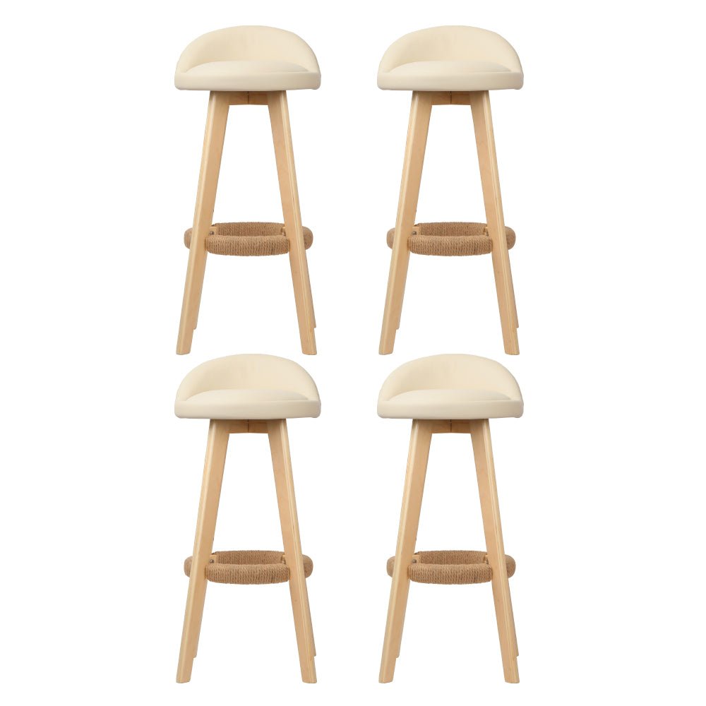 Meeka Leather Padded Swivel Bar Stools 69cm Beige (Set of 4) - Barstool Express