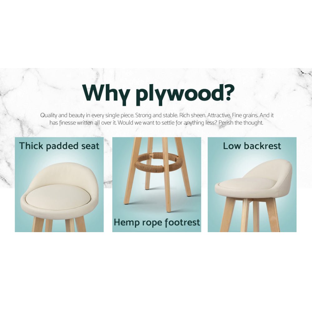 Meeka Leather Padded Swivel Bar Stools 69cm Beige (Set of 4) - Barstool Express