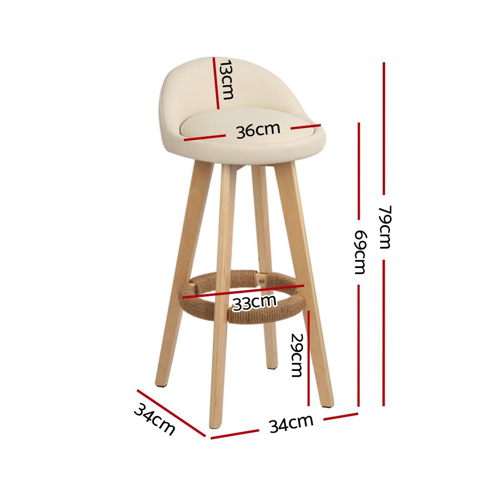Meeka Leather Padded Swivel Bar Stools 69cm Beige (Set of 4) - Barstool Express