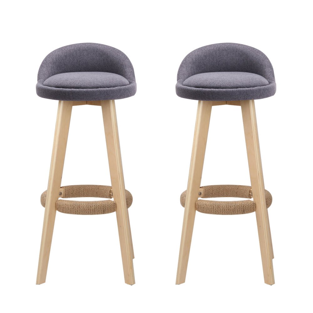 Meeka Linen Fabric Swivel Bar Stools 69cm Grey (Set of 2) - Barstool Express