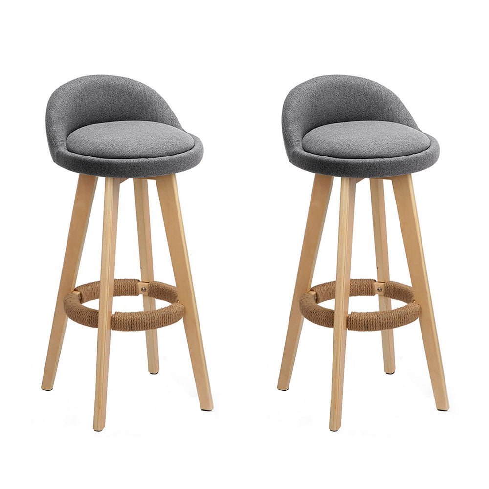Meeka Linen Fabric Swivel Bar Stools 69cm Grey (Set of 2) - Barstool Express