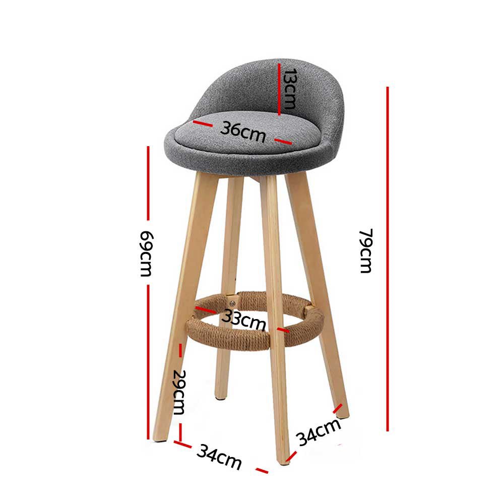 Meeka Linen Fabric Swivel Bar Stools 69cm Grey (Set of 2) - Barstool Express